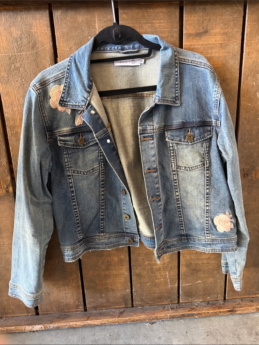 Embroidered Light Blue Denim Jacket - Women